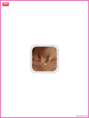 14K Gold Plated Layered Heart Initial Necklace Women Gift